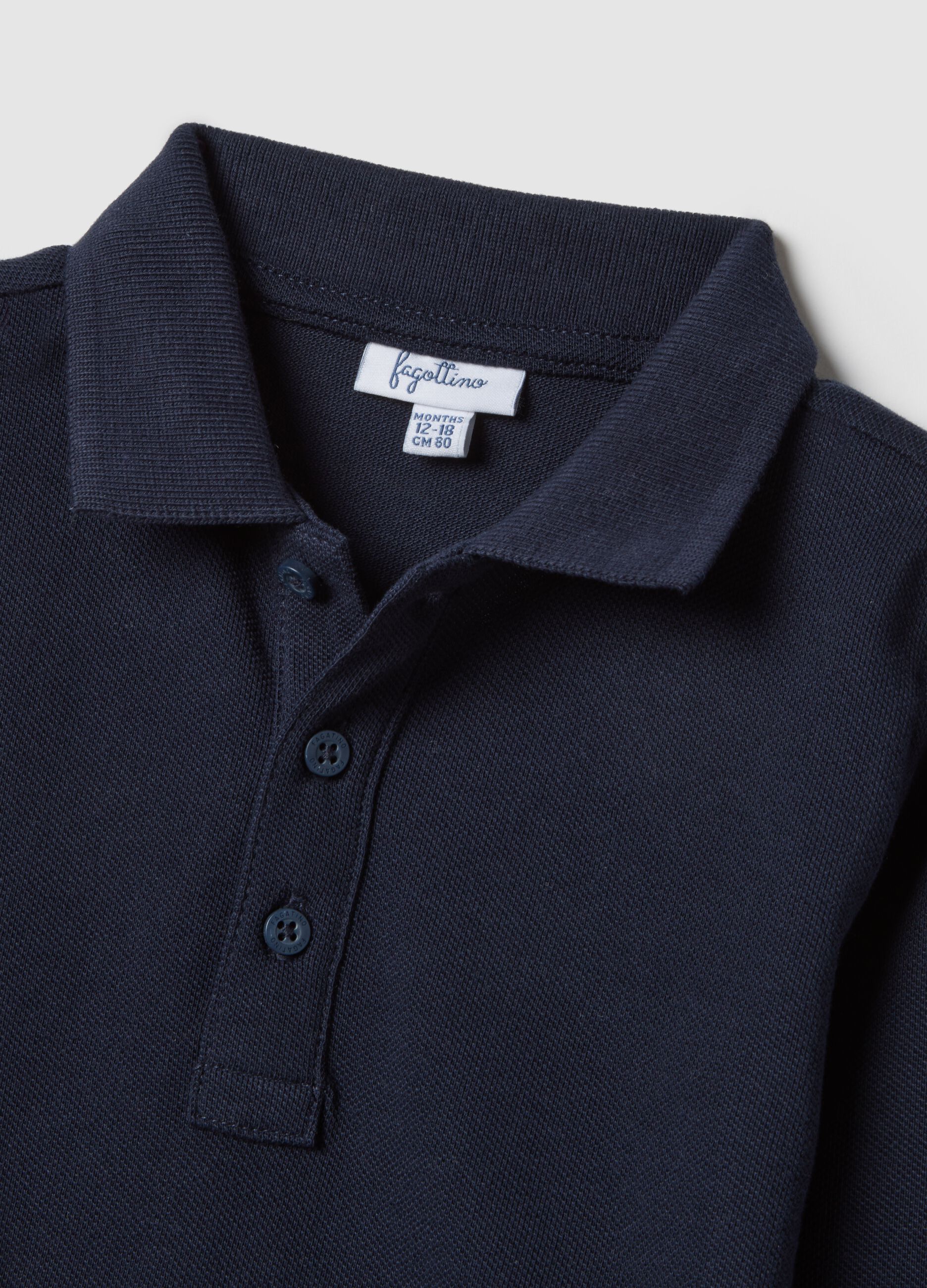 Blue pure cotton polo for toddler, regular fit