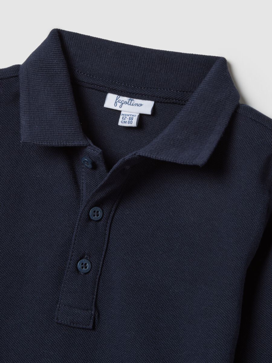 Polo in puro cotone blu per bimbo regular fit_1