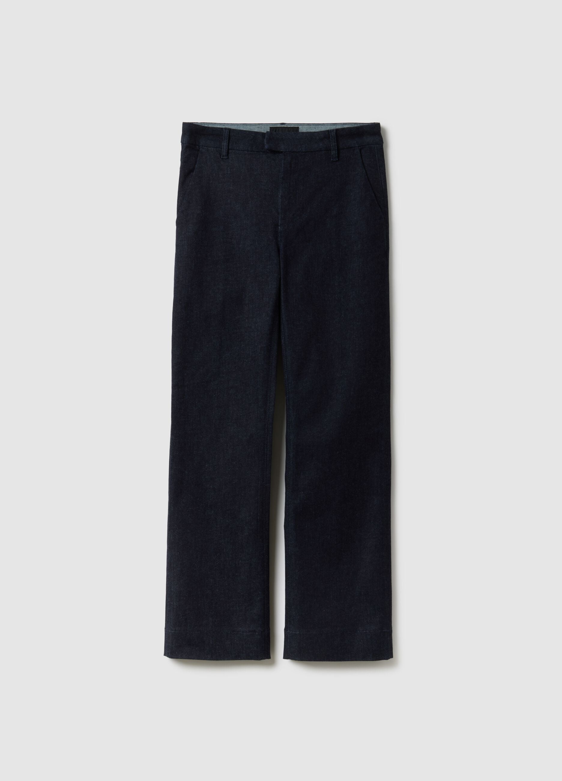 Blue Slim Fit Cotton Blend Chino Trousers