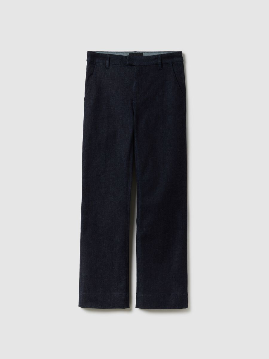 Pantaloni chino in misto cotone blu slim fit_4