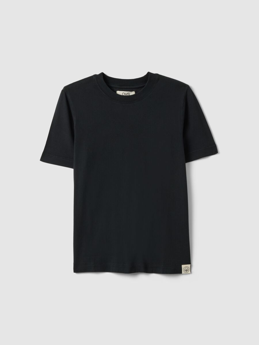 Black pure cotton crew neck t-shirt, regular fit_4