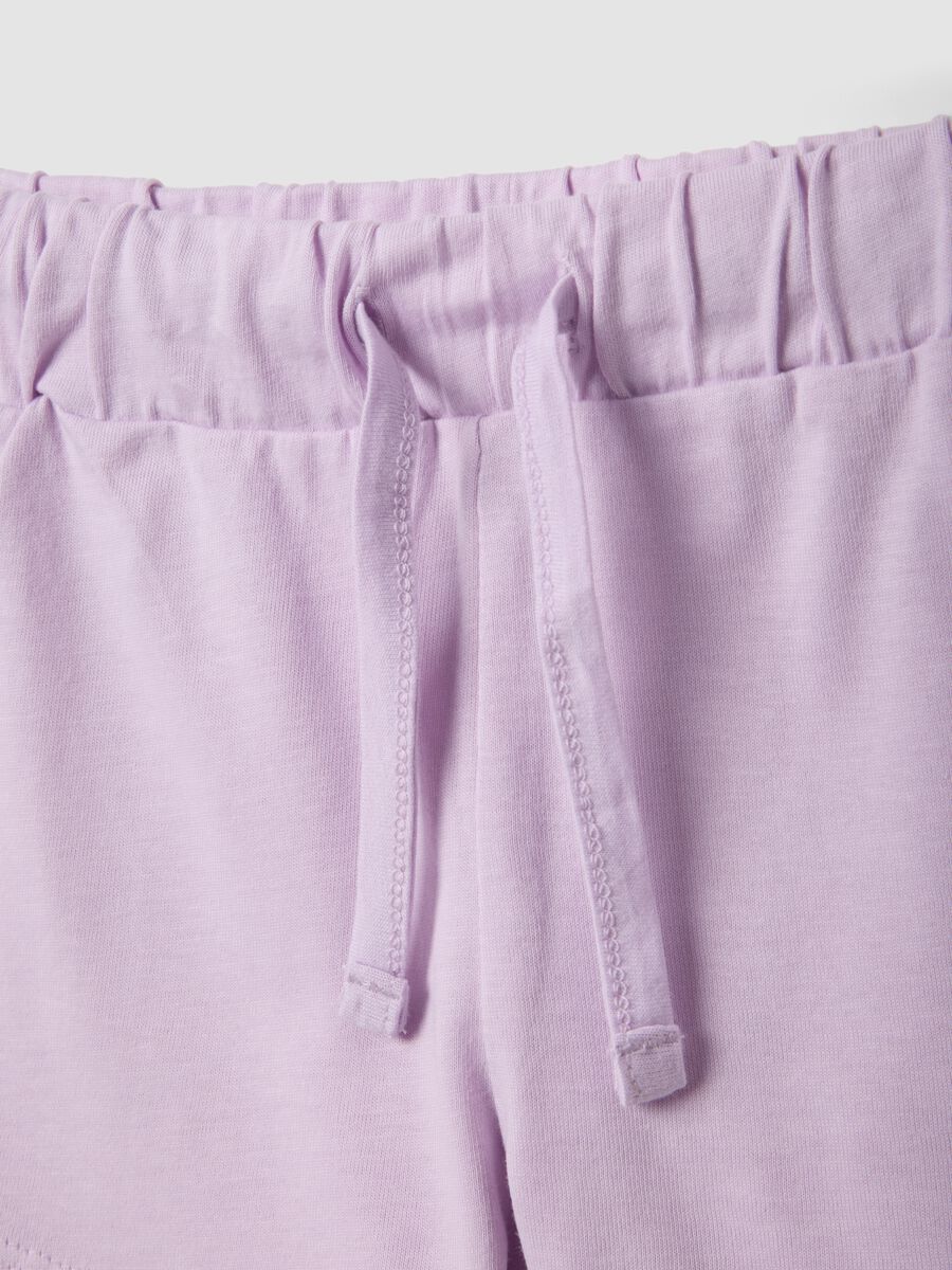 Bipack shorts viola e bianchi in puro cotone da bimba regular fit_2