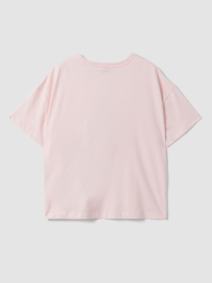 T-shirt rosa in puro cotone con stampa Lilo e Stitch regular fit_6