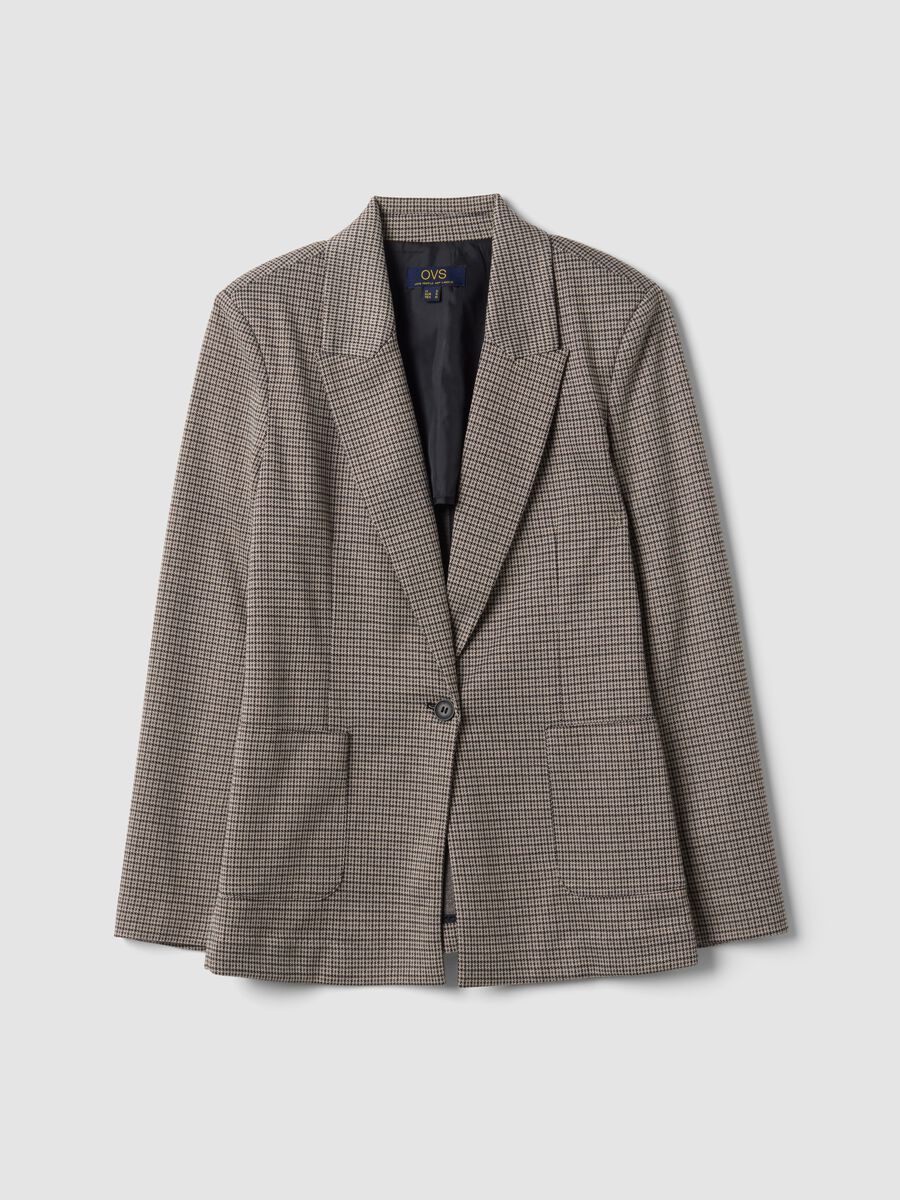 Beige patterned stretch viscose blazer_4