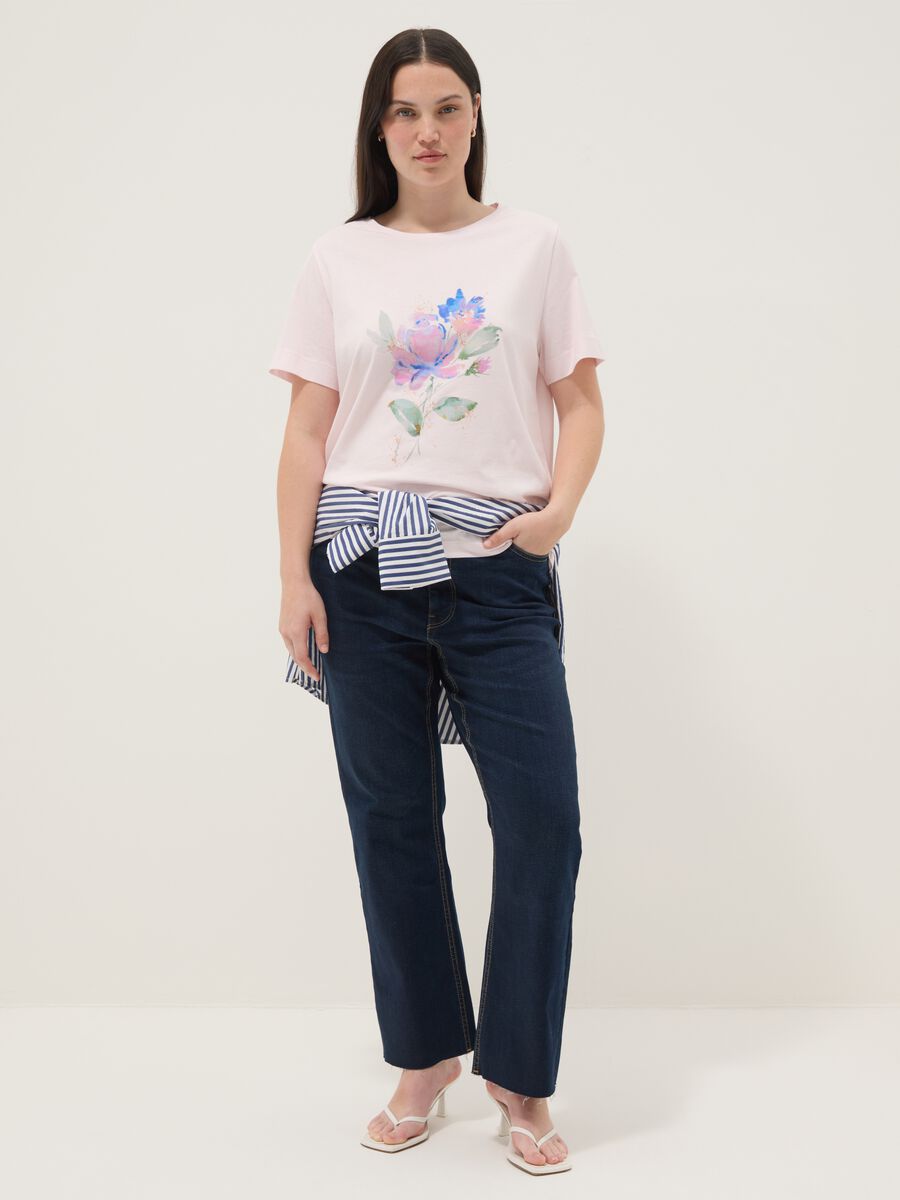 Pink short-sleeve pure cotton regular-fit printed T-shirt_2
