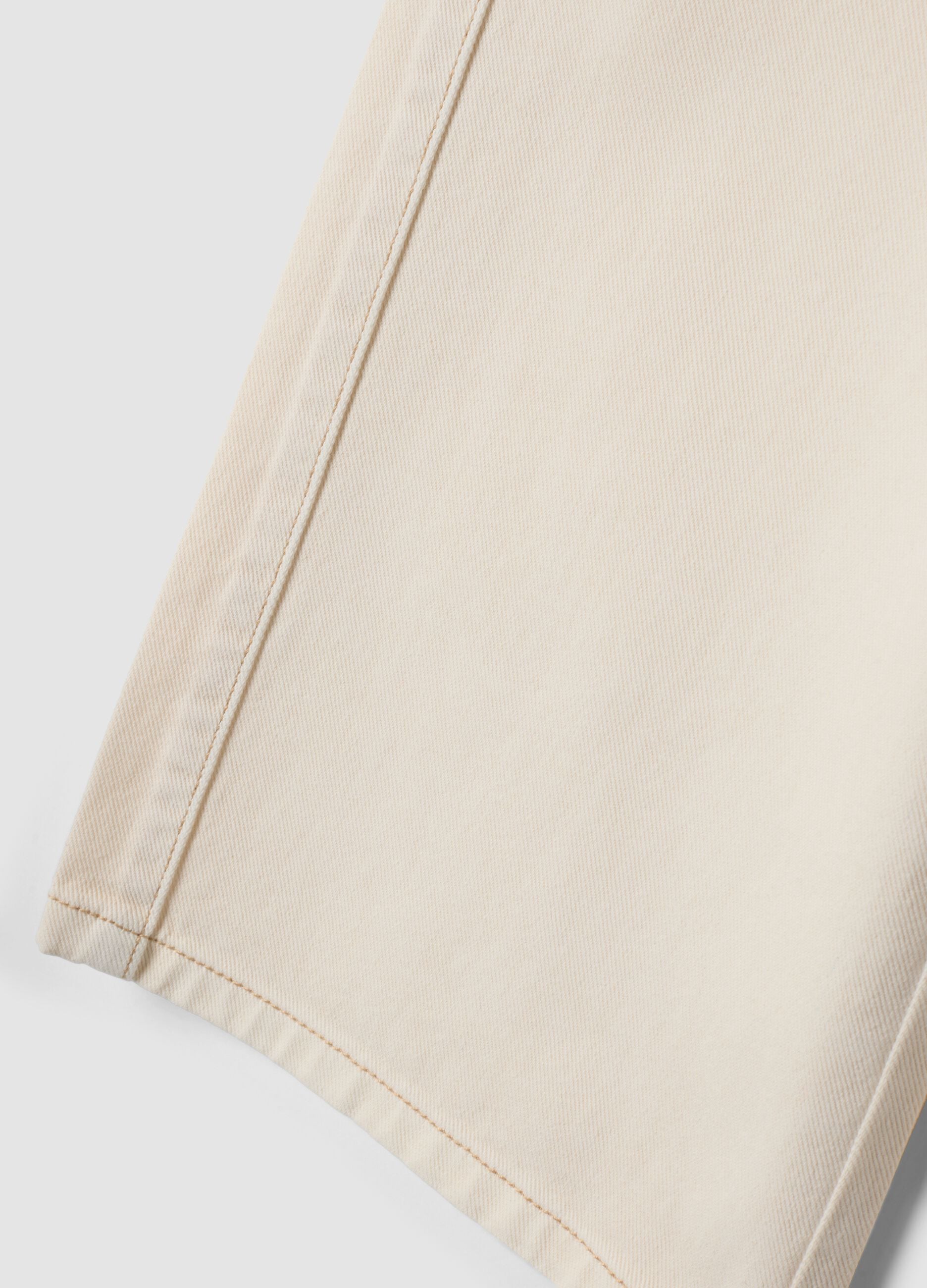 Beige wide-leg trousers in pure cotton