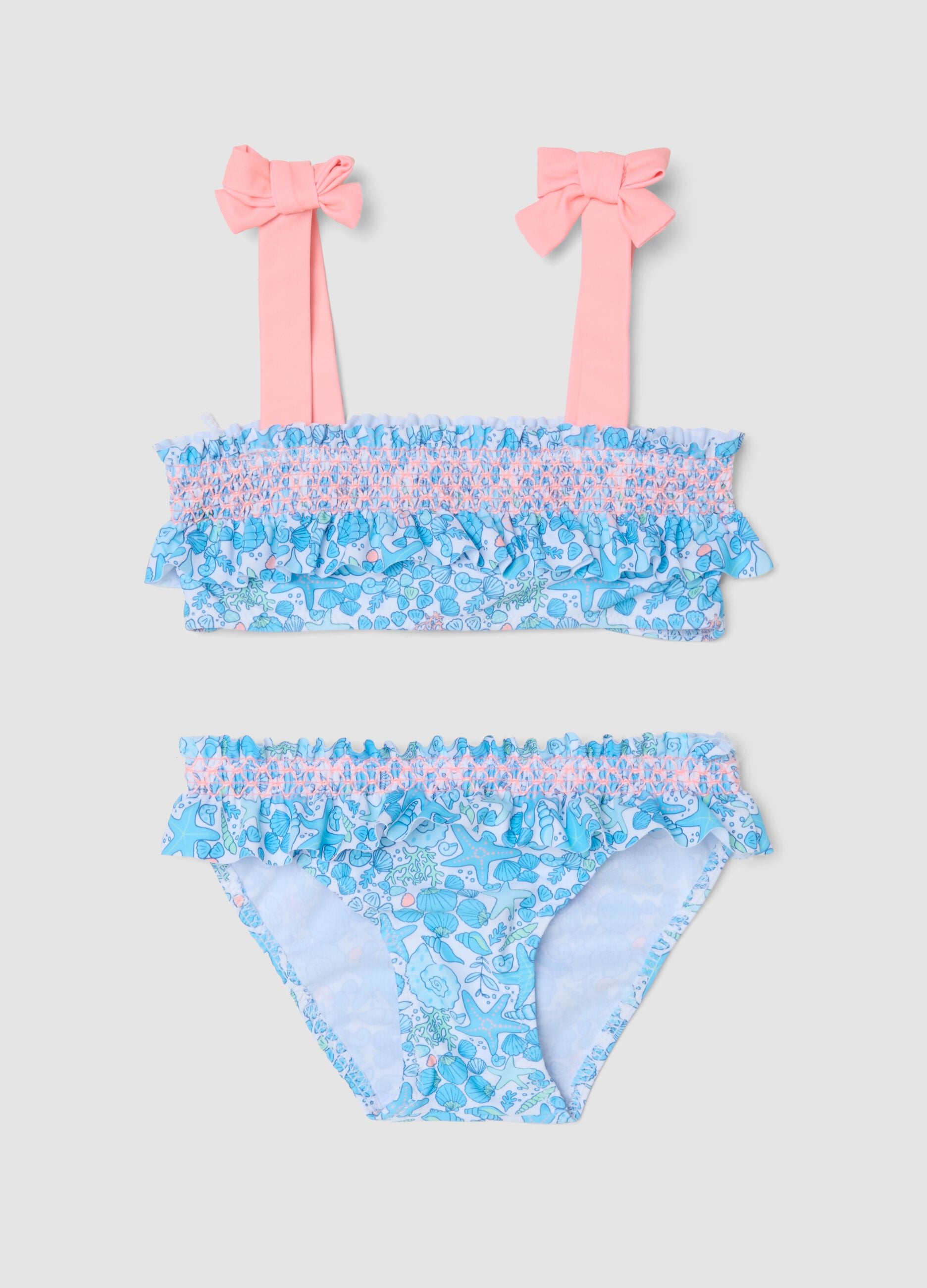 Blue girls&rsquo; bikini with nautical print