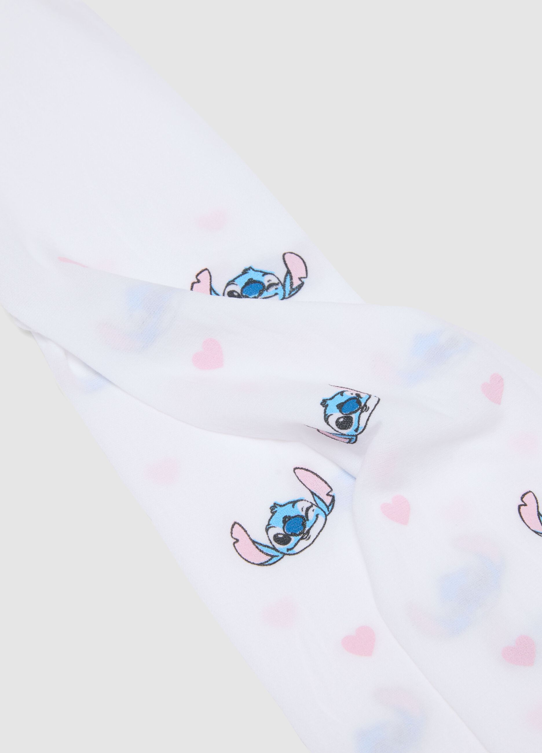 Girls' white stretchy tights with Lilo & Stitch designs