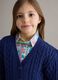 Girls' regular fit deep V blue pure cotton braided cardigan_2