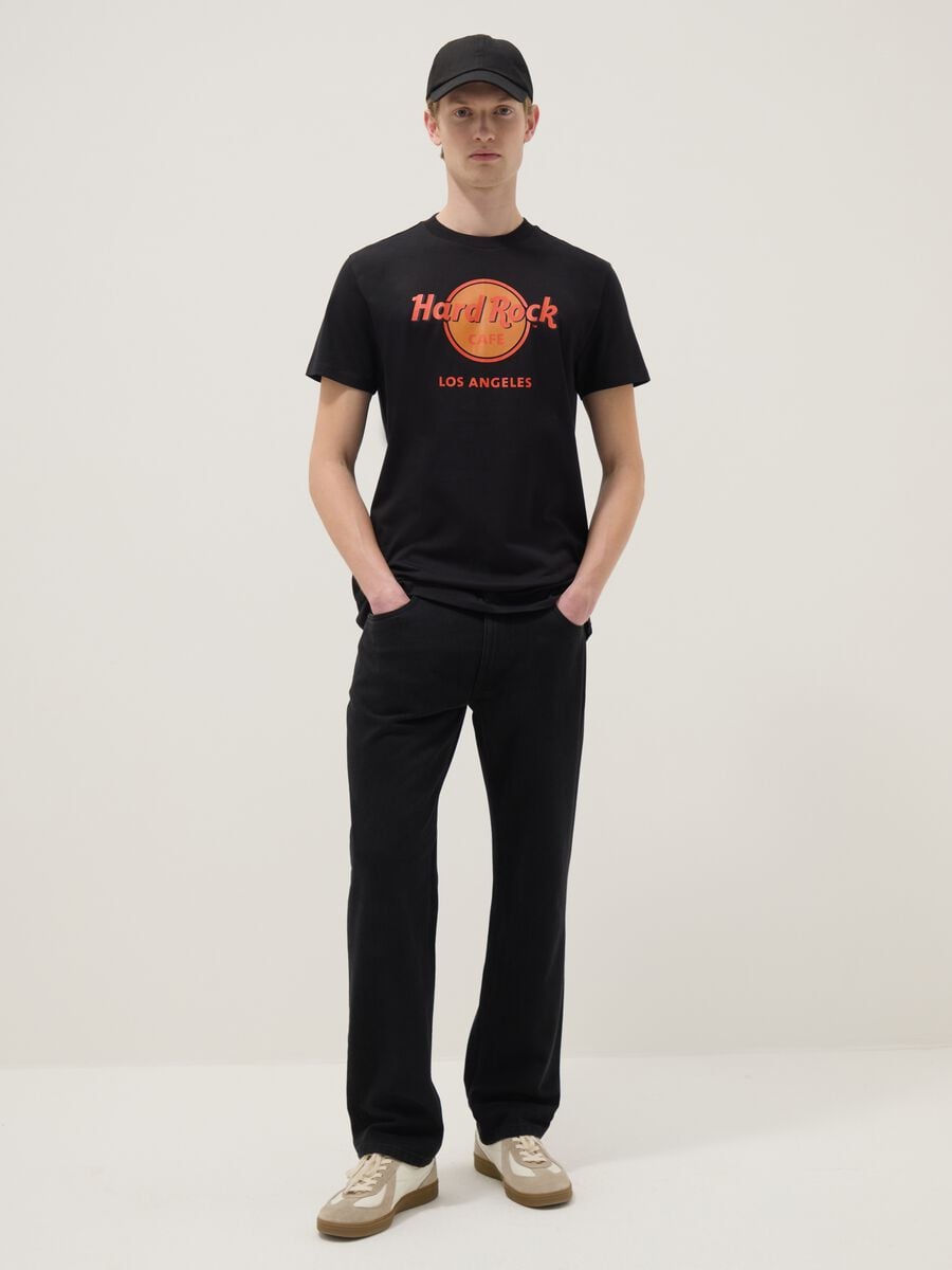 Black pure cotton regular fit t-shirt with Hard Rock Cafe logo_1