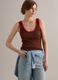 Brown pure cotton ribbed tank top_0