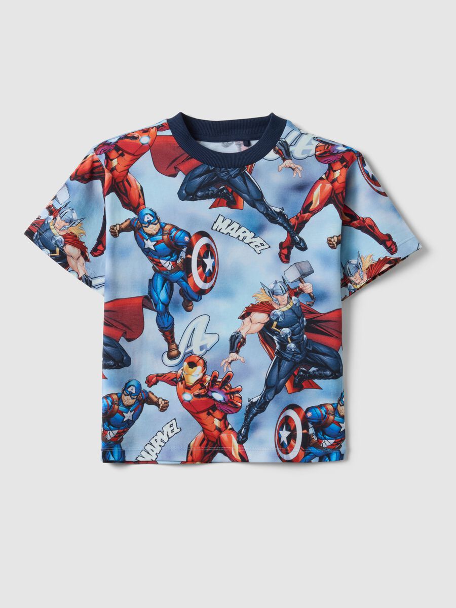 T-shirt in puro cotone multicolor da bambino oversize fit con Avengers_0