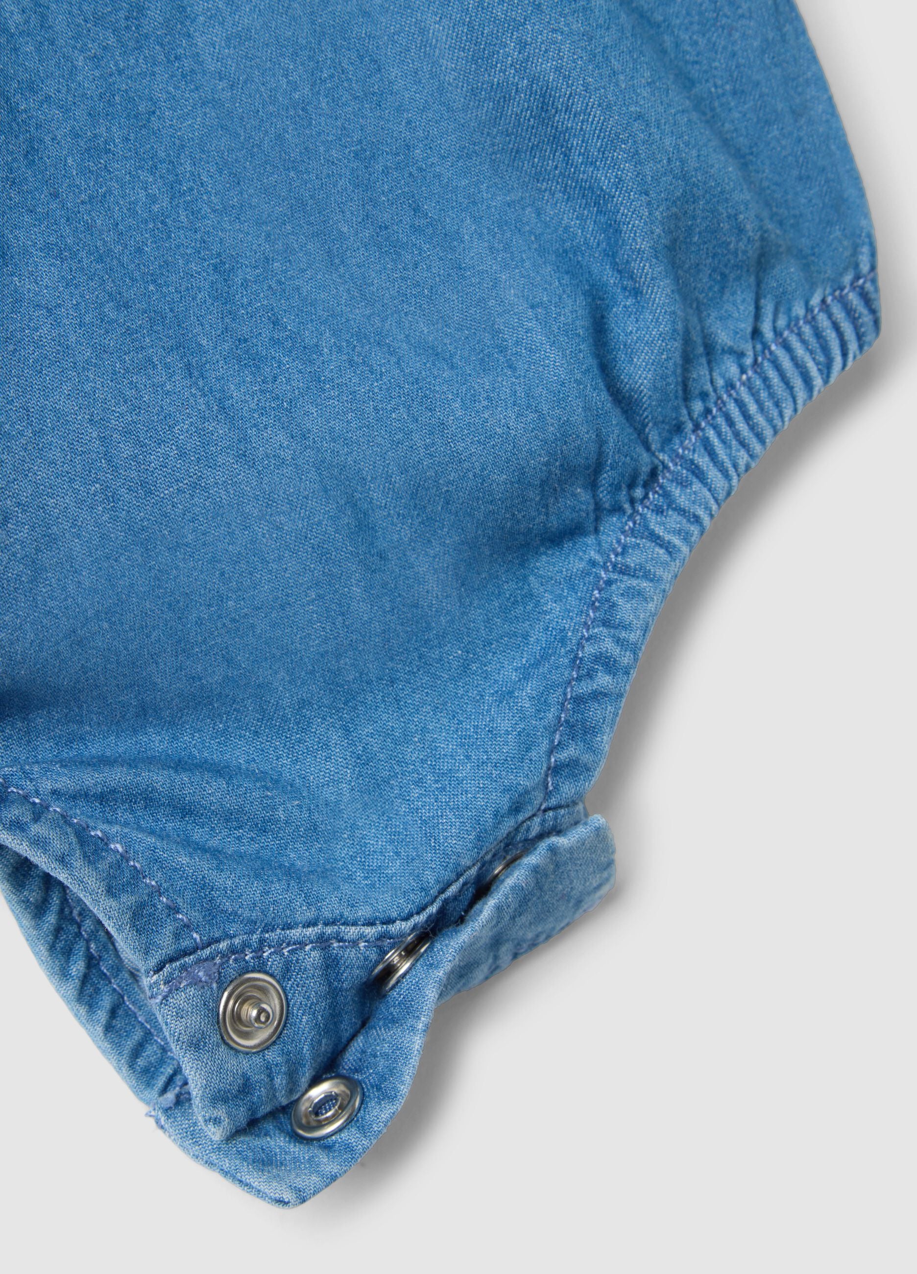 Regular fit pure cotton denim bodysuit for girls