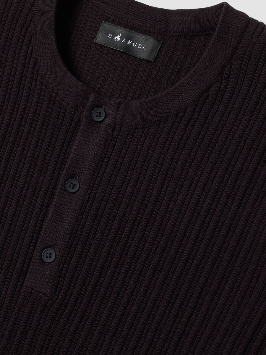 Black pure cotton ribbed waistcoat_5
