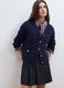 Blue pure cotton crew-neck knit cardigan_0