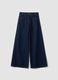 Dark blue low-rise wide-leg pure cotton jeans_4