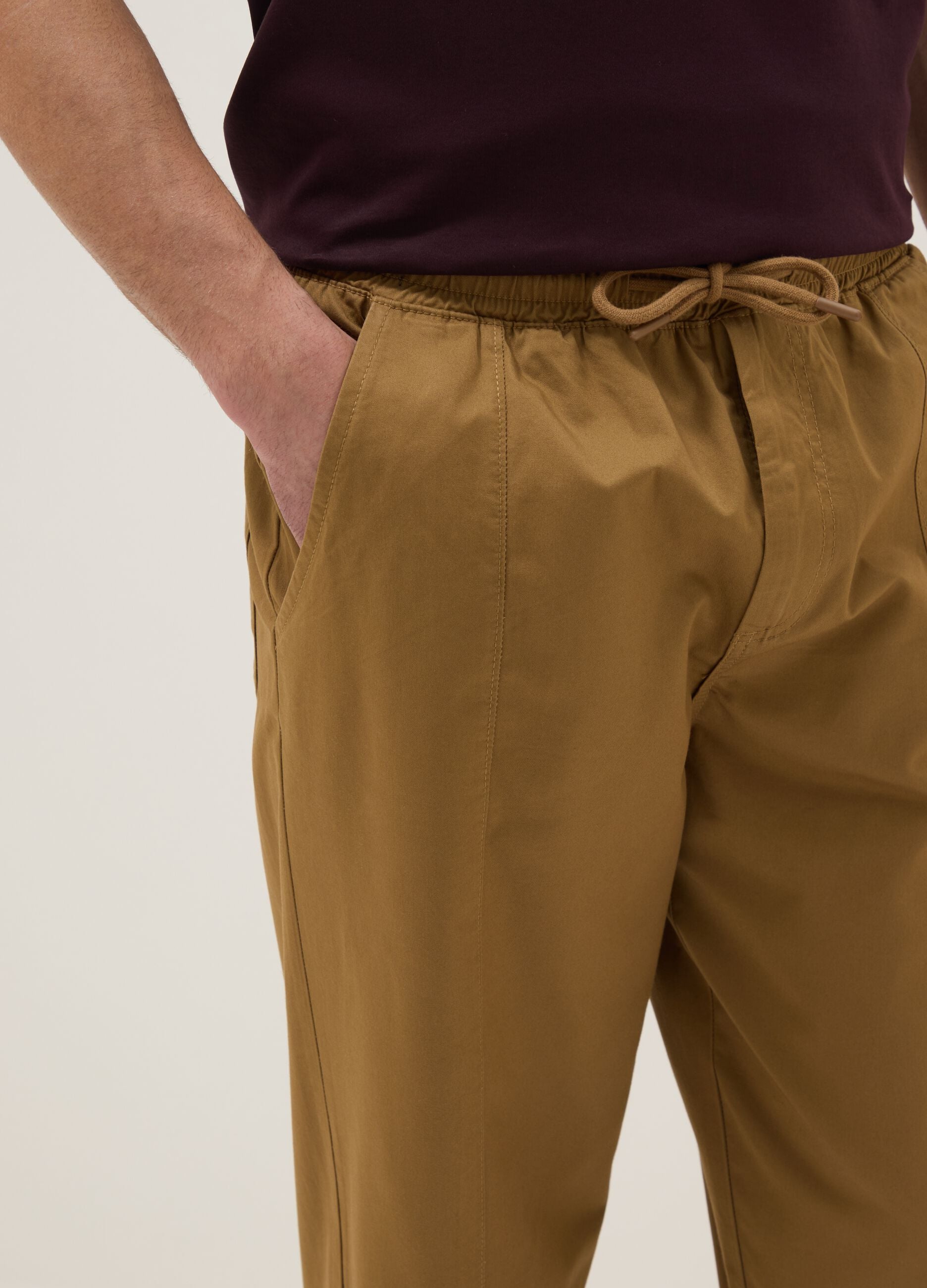 Slim fit brown cotton chinos