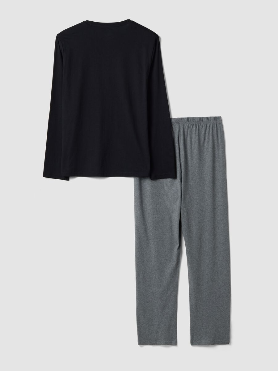 Black and grey pure organic cotton V-neck regular-fit pyjamas_5