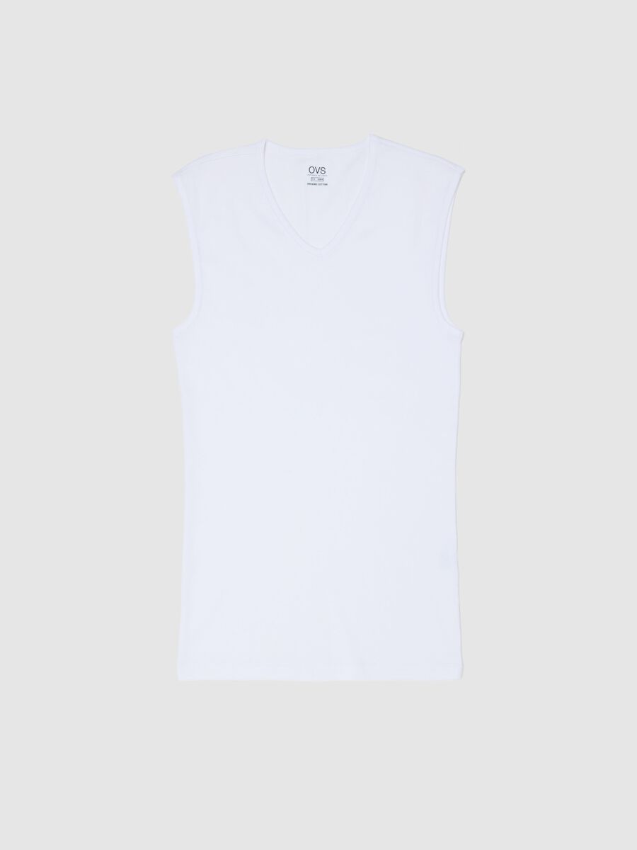 White pure cotton regular fit vest with wide straps_4