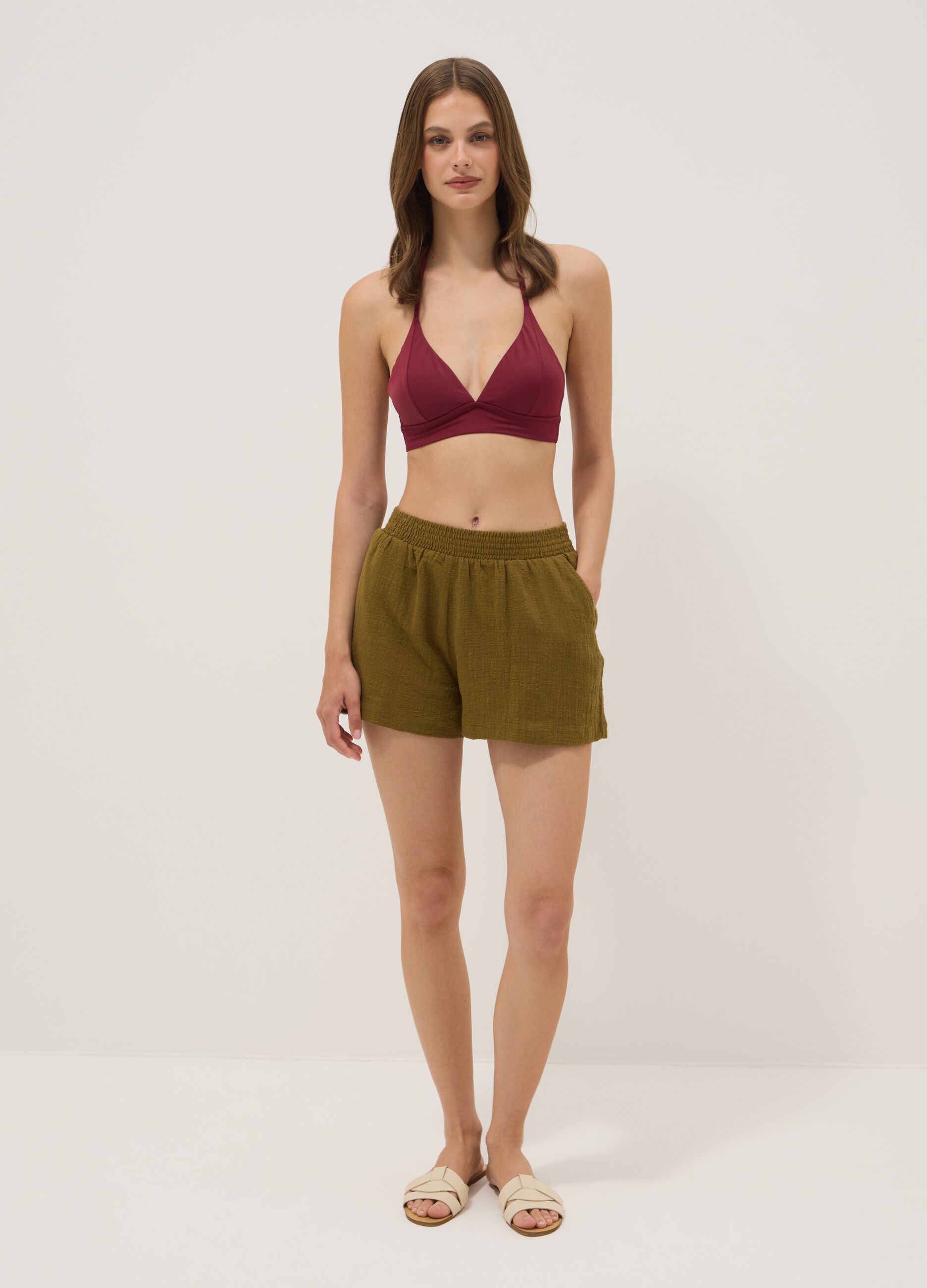 Brown pure cotton shorts