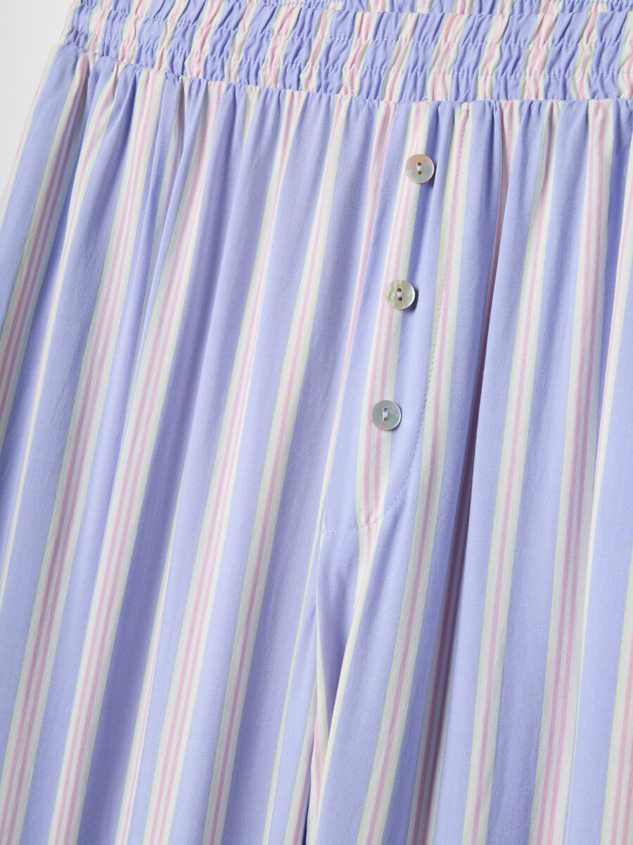 Pantaloni in pura viscosa a righe multicolor regular fit_5