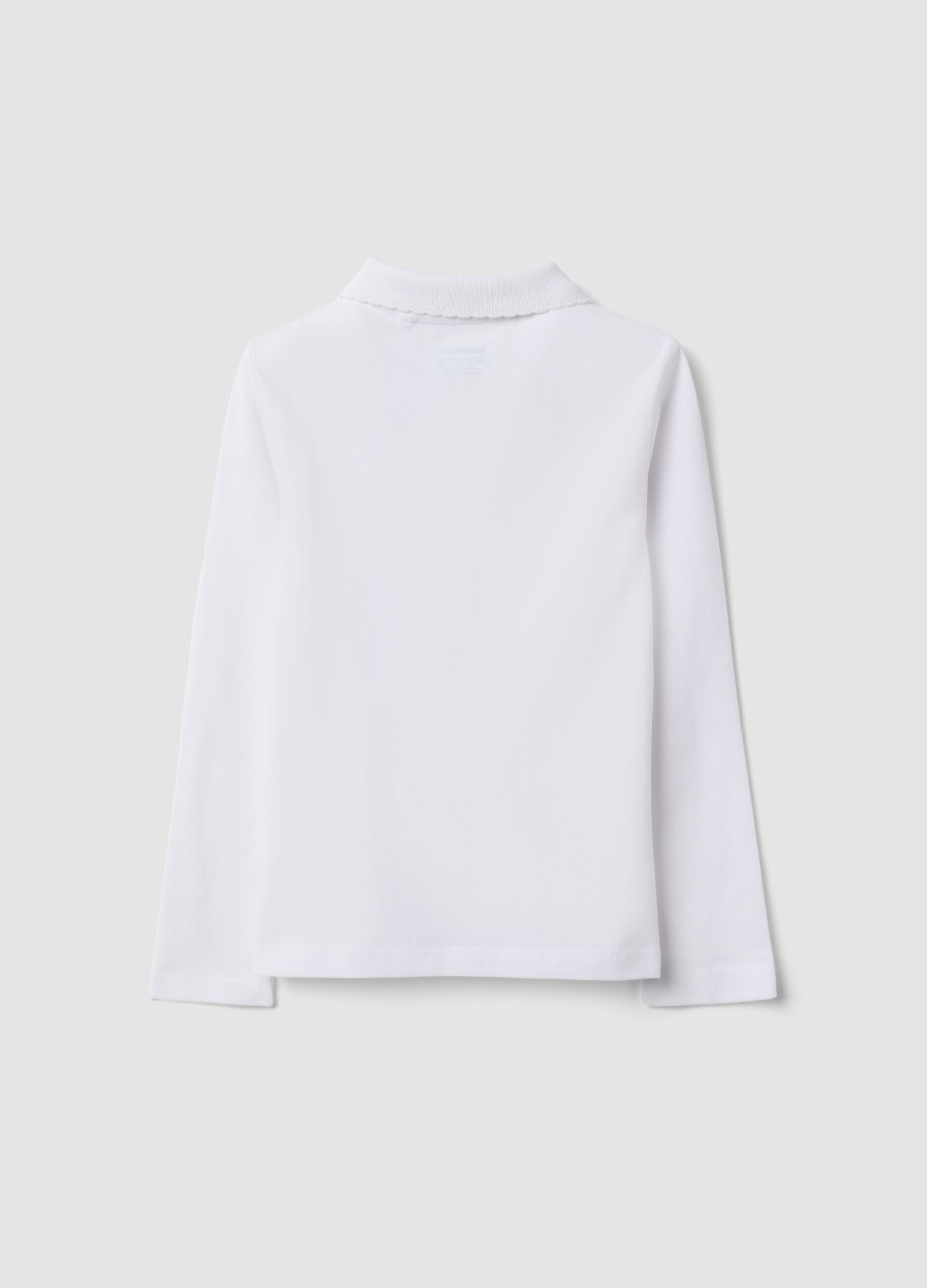 White pure organic cotton piqu&eacute; polo shirt, regular fit, for girls