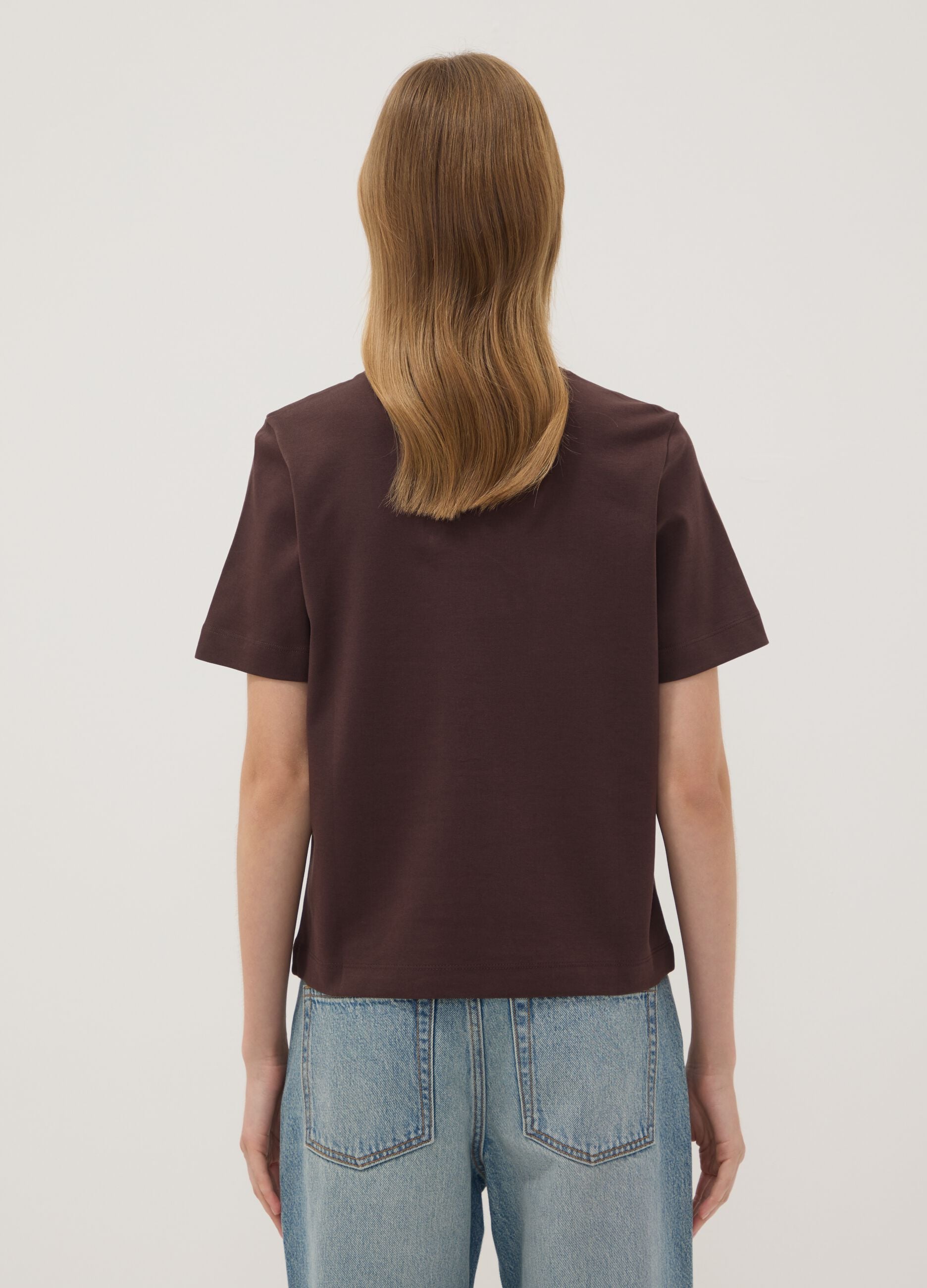 The Iconic Tee relaxed-fit brown pure cotton short-sleeve T-shirt