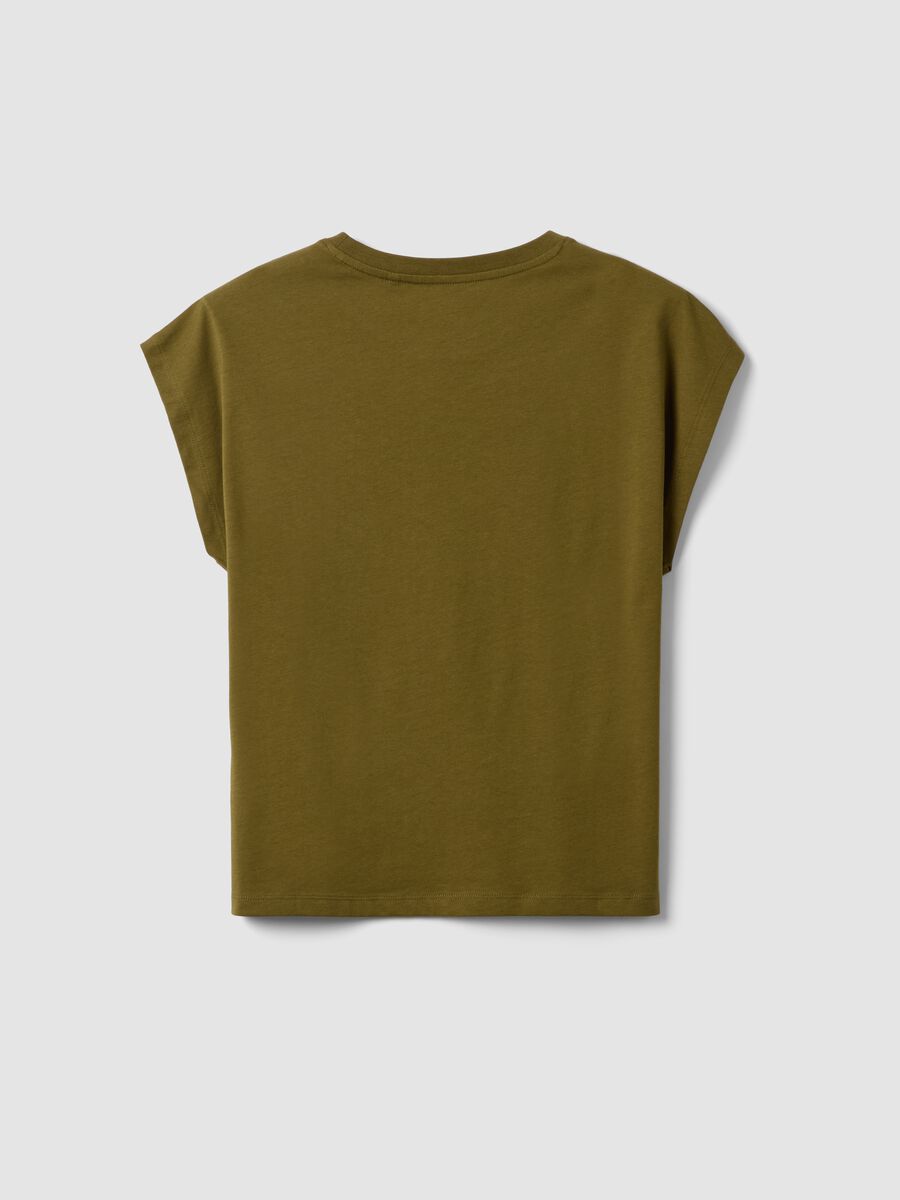 Green pure cotton regular-fit short-sleeve T-shirt_5