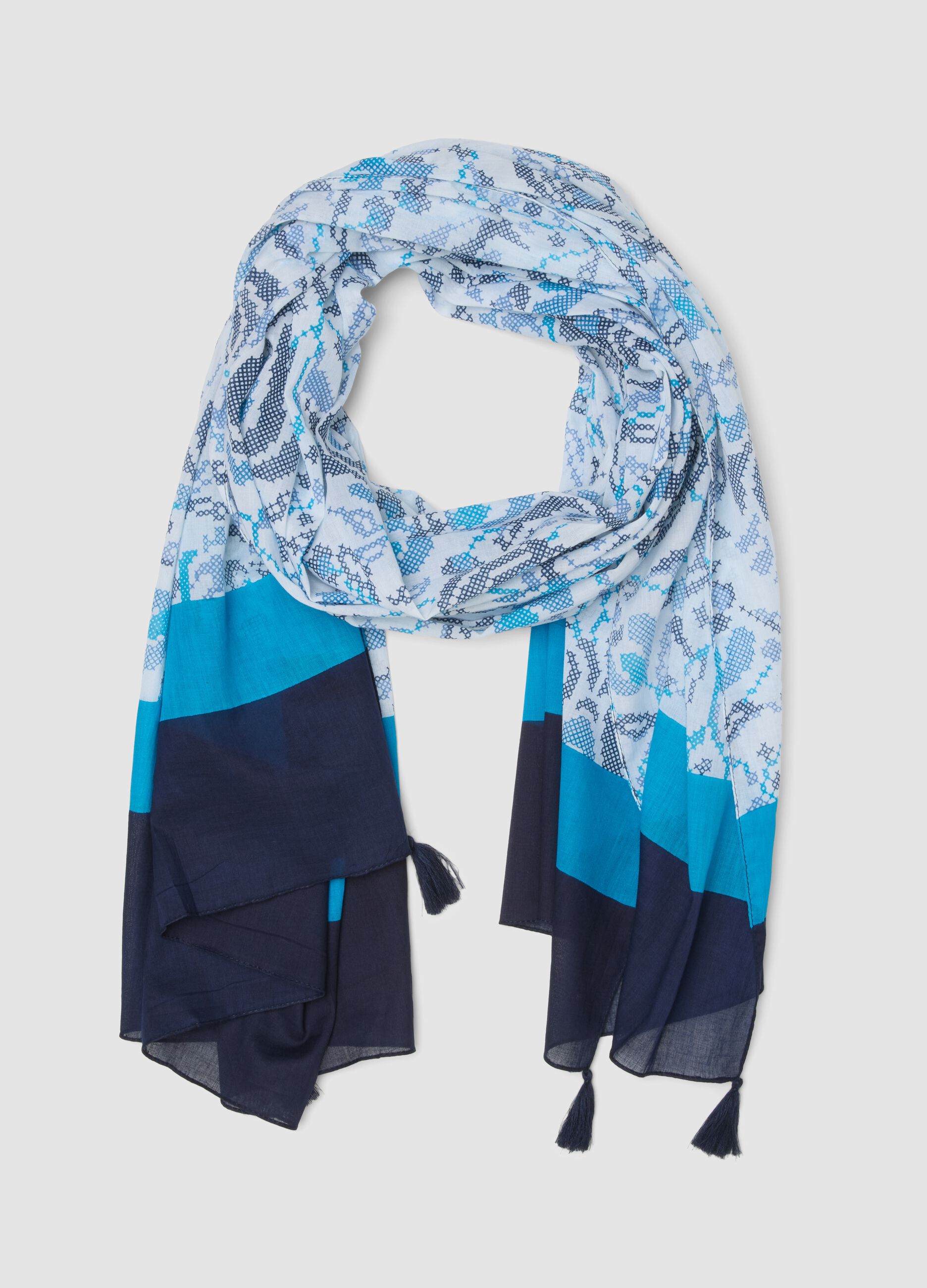 Multicoloured pure cotton scarf