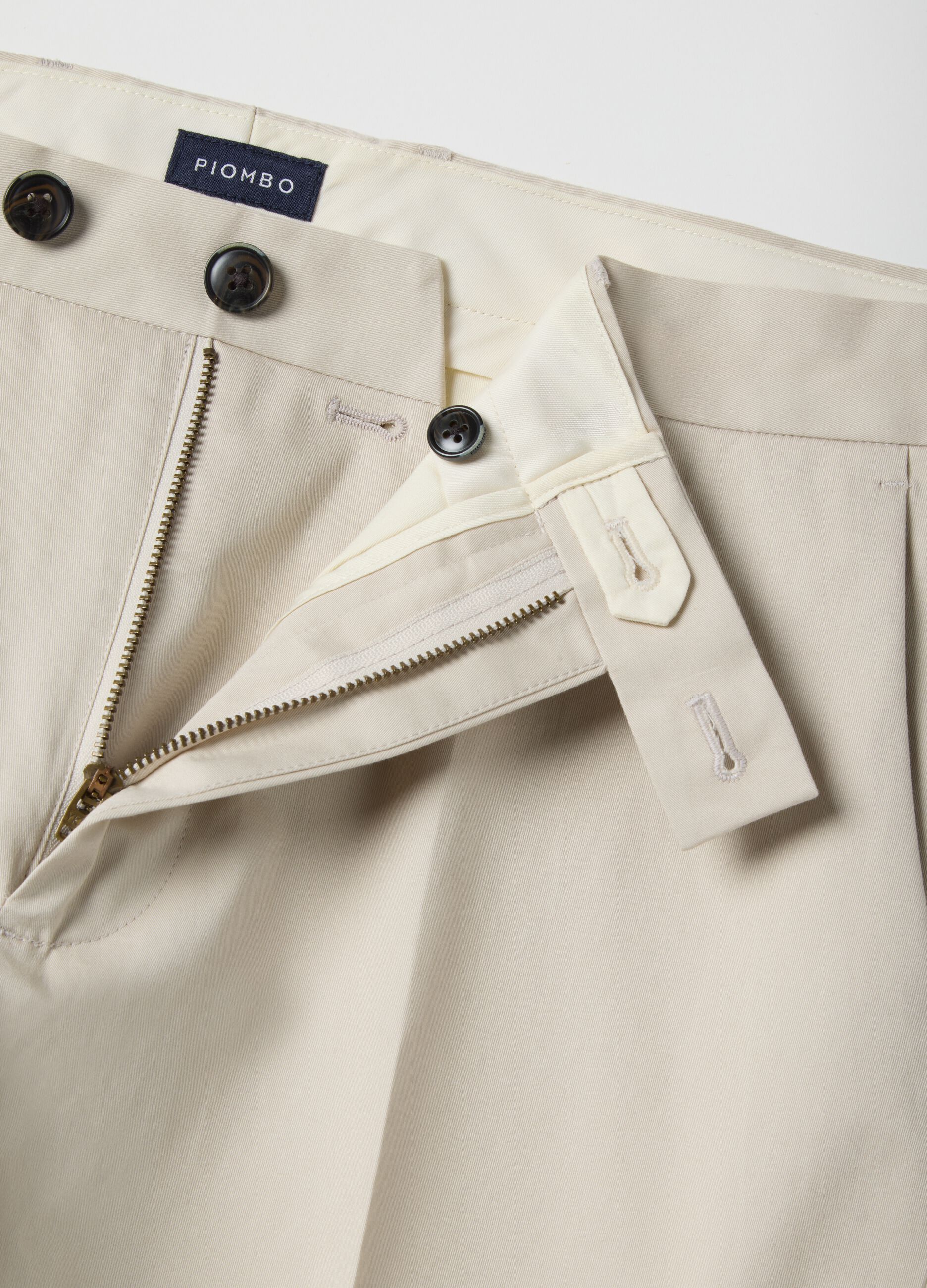 Beige stretch cotton chino trousers regular fit