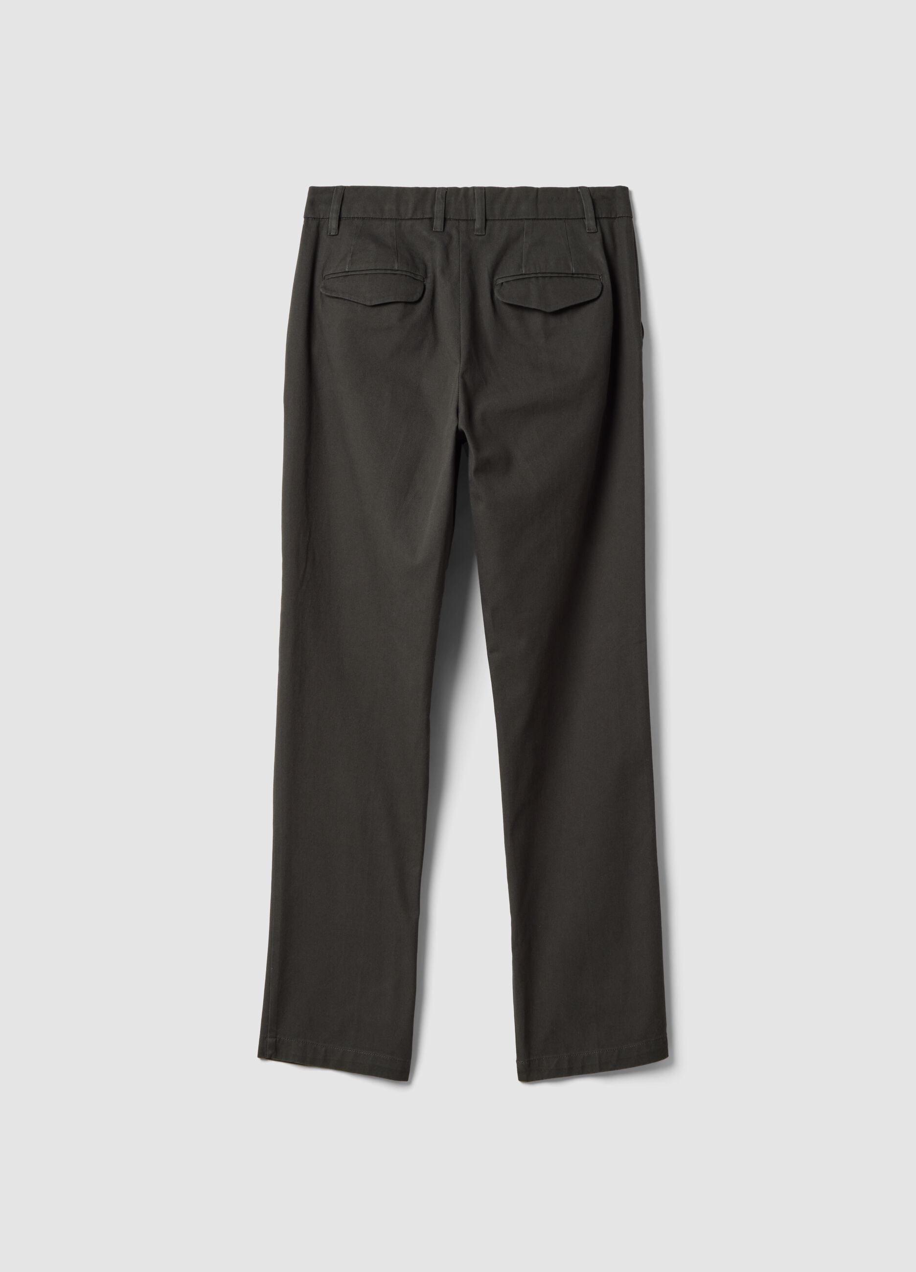Green cotton chino trousers, regular fit