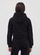 Black cotton-blend hooded zip hoodie for girls, regular fit_2