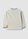Boys' long-sleeved pure cotton printed T-shirt in white, oversized fit_1