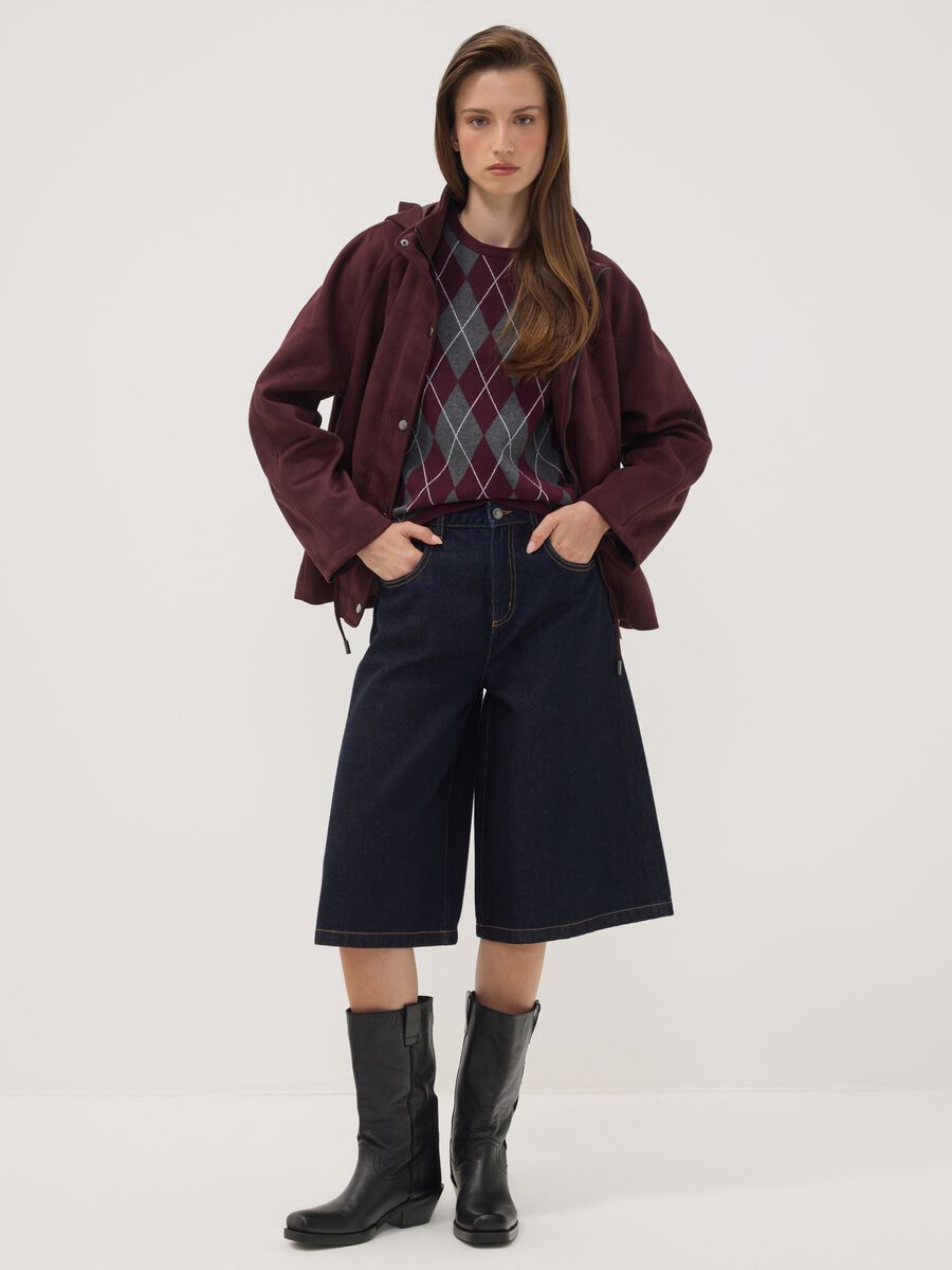 Purple hooded parka with zip and press-stud fastening_2