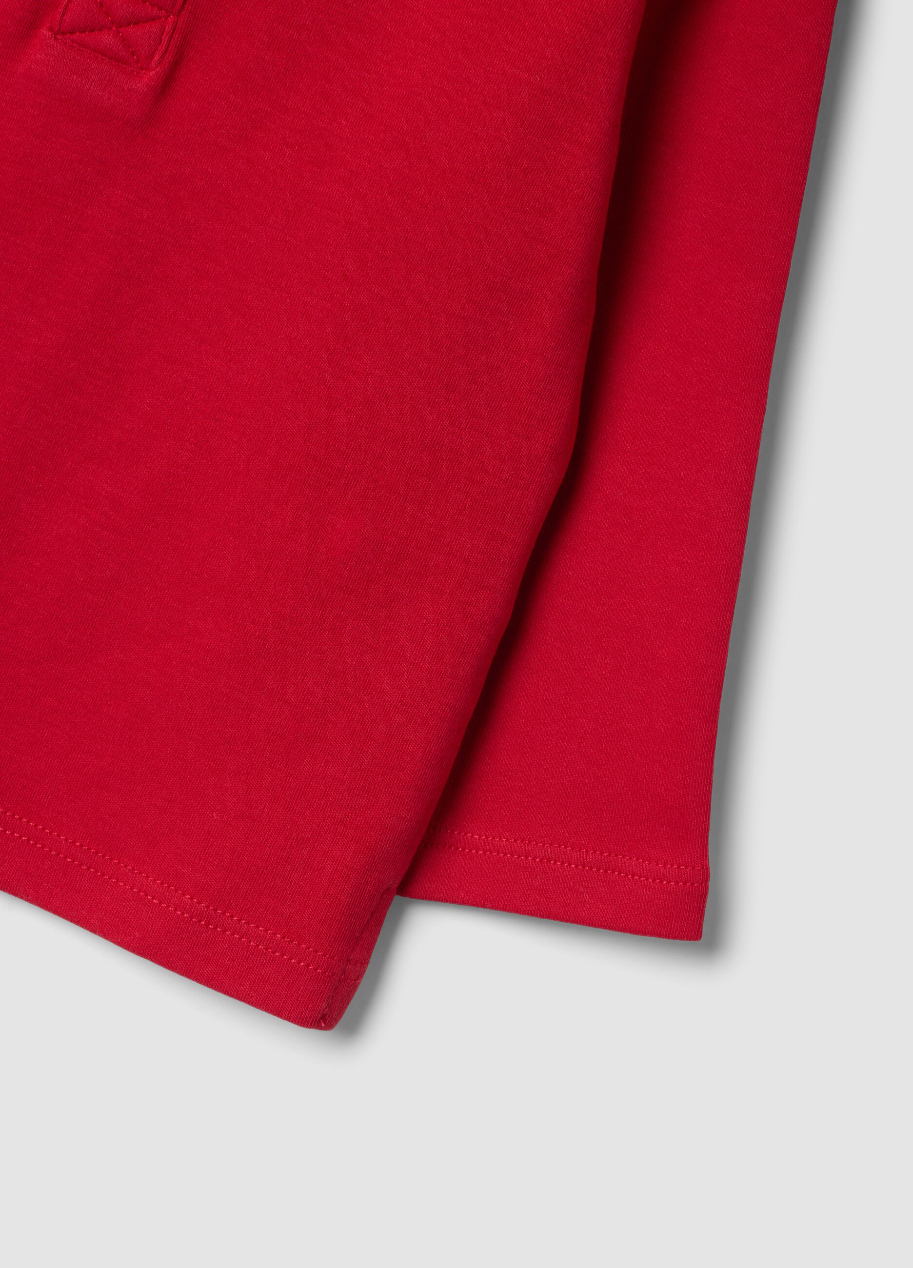 Red long-sleeve polo shirt in pure organic cotton for baby boy