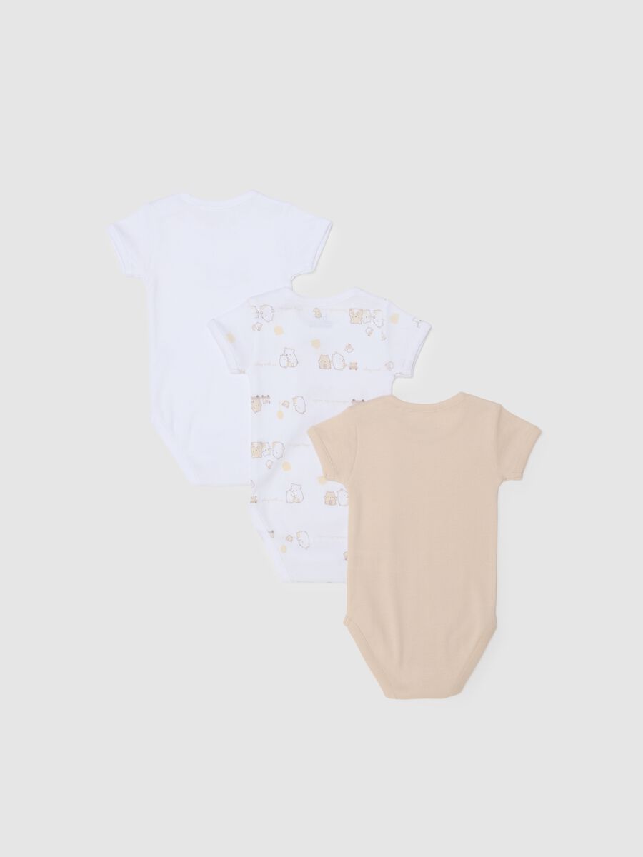 Multicolour short-sleeved bodysuit trip pack in pure cotton for newborns_1
