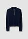 Blue viscose-blend top with polo collar, regular fit_4