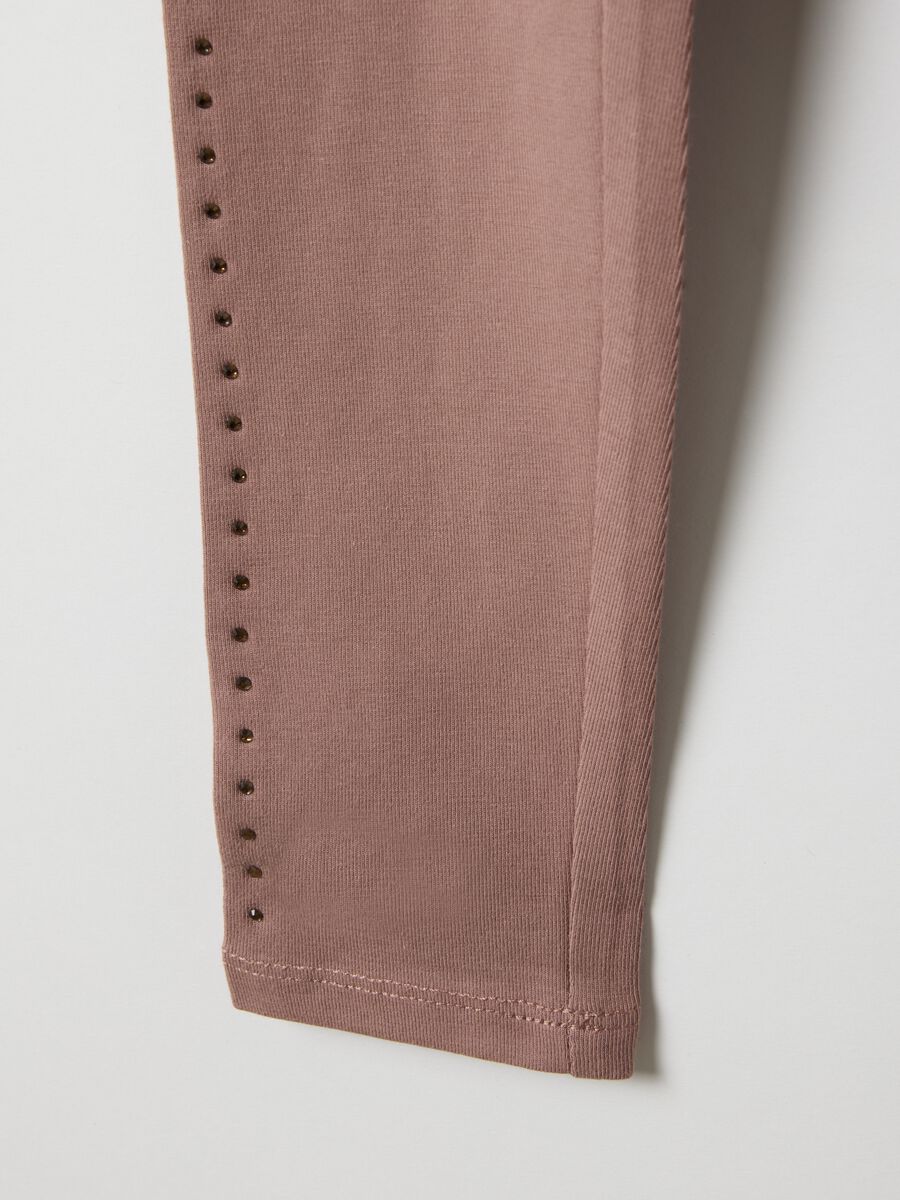 Girls' brown stretchy cotton skinny fit leggings_3