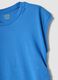 Blue pure cotton tank top with side ruching, regular fit_5