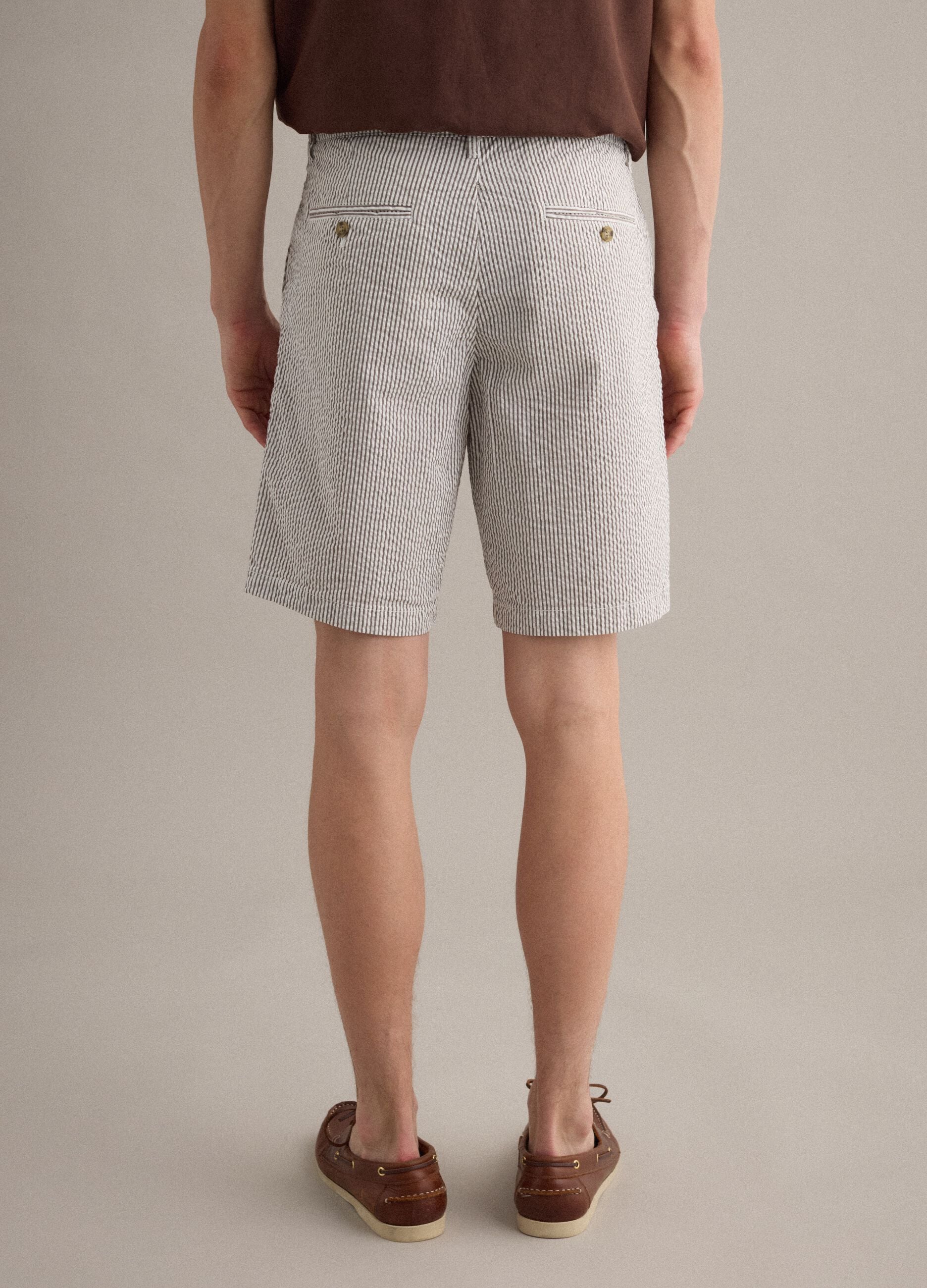 Multicolour striped regular-fit stretch cotton shorts