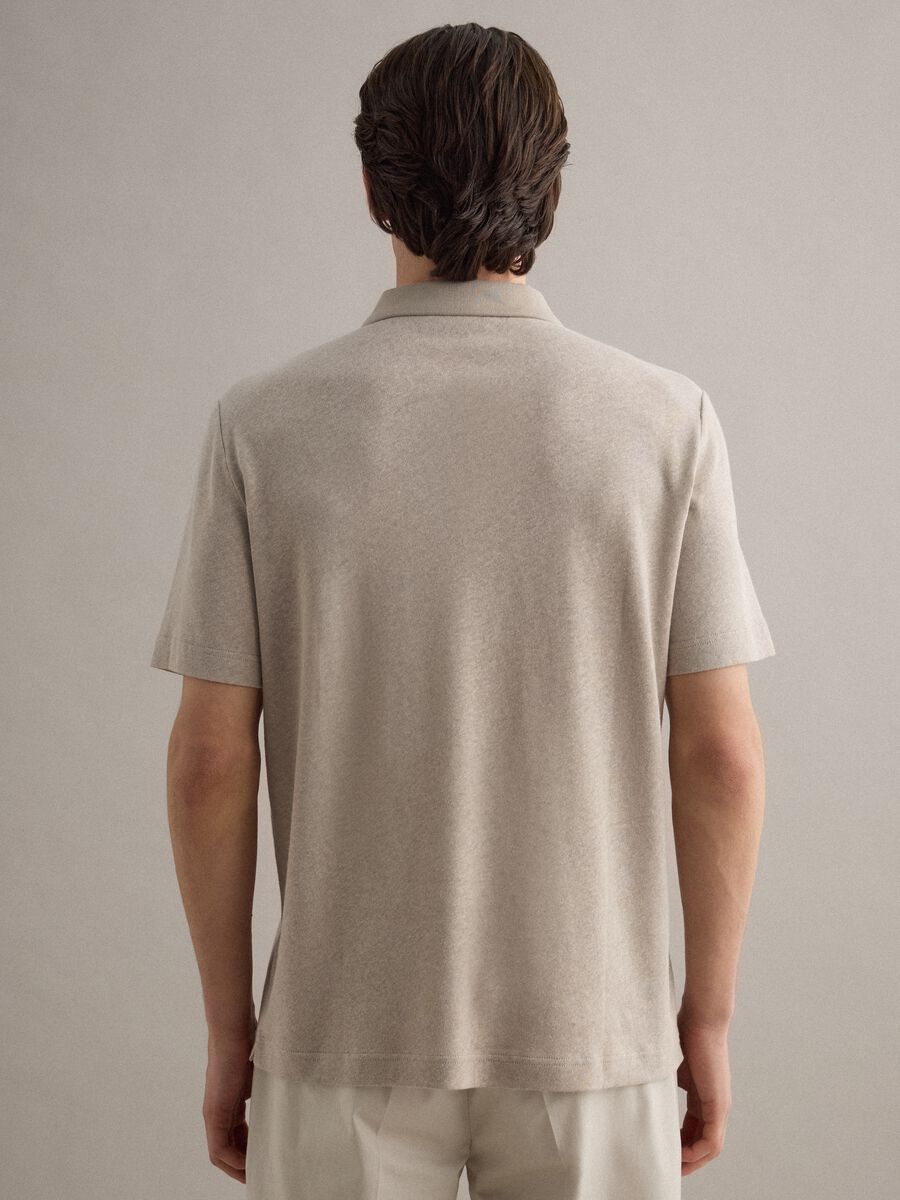 Beige linen and cotton blend polo regular fit_3