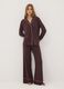 Brown stretch viscose pyjamas with V-neck_0