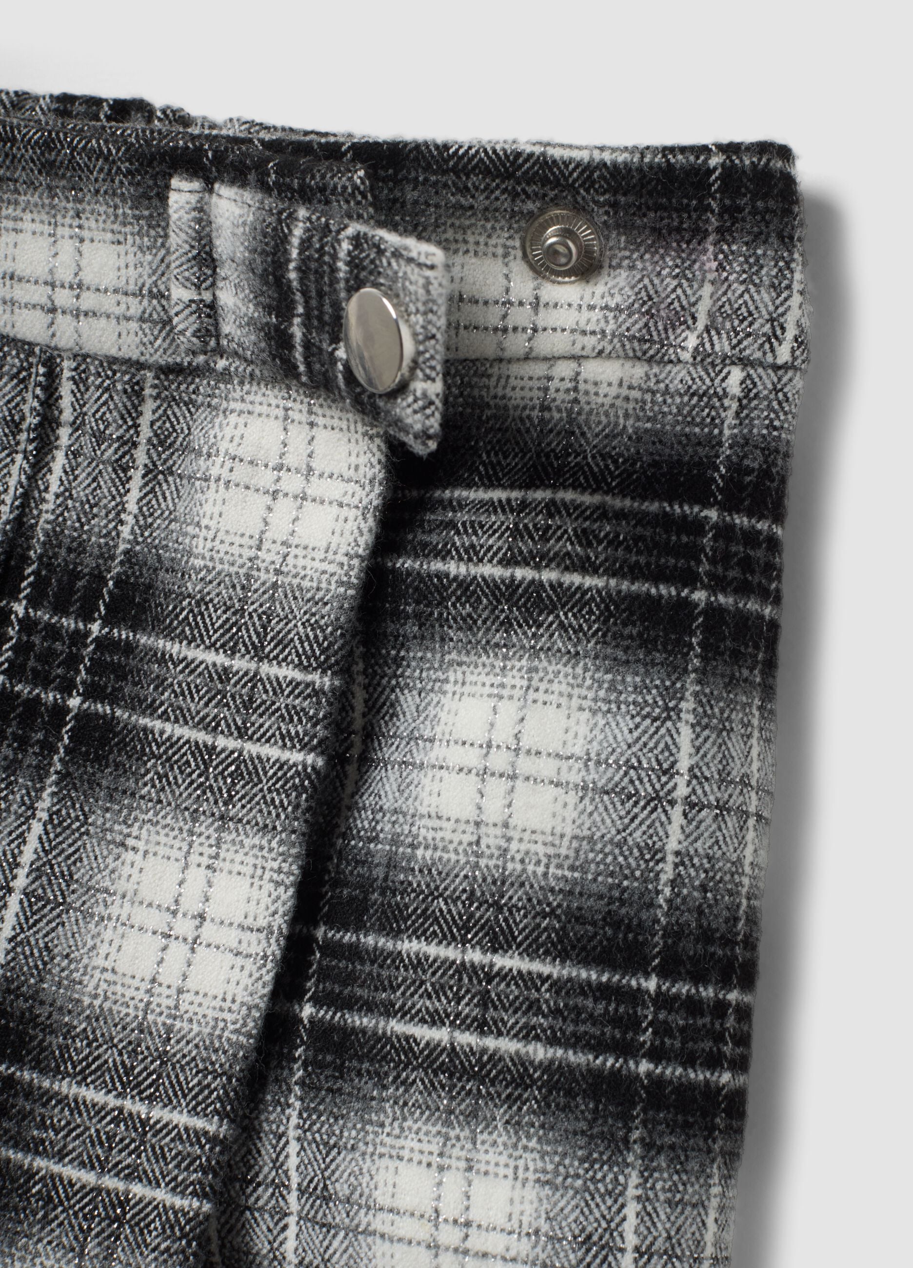 Black checked stretch viscose skort