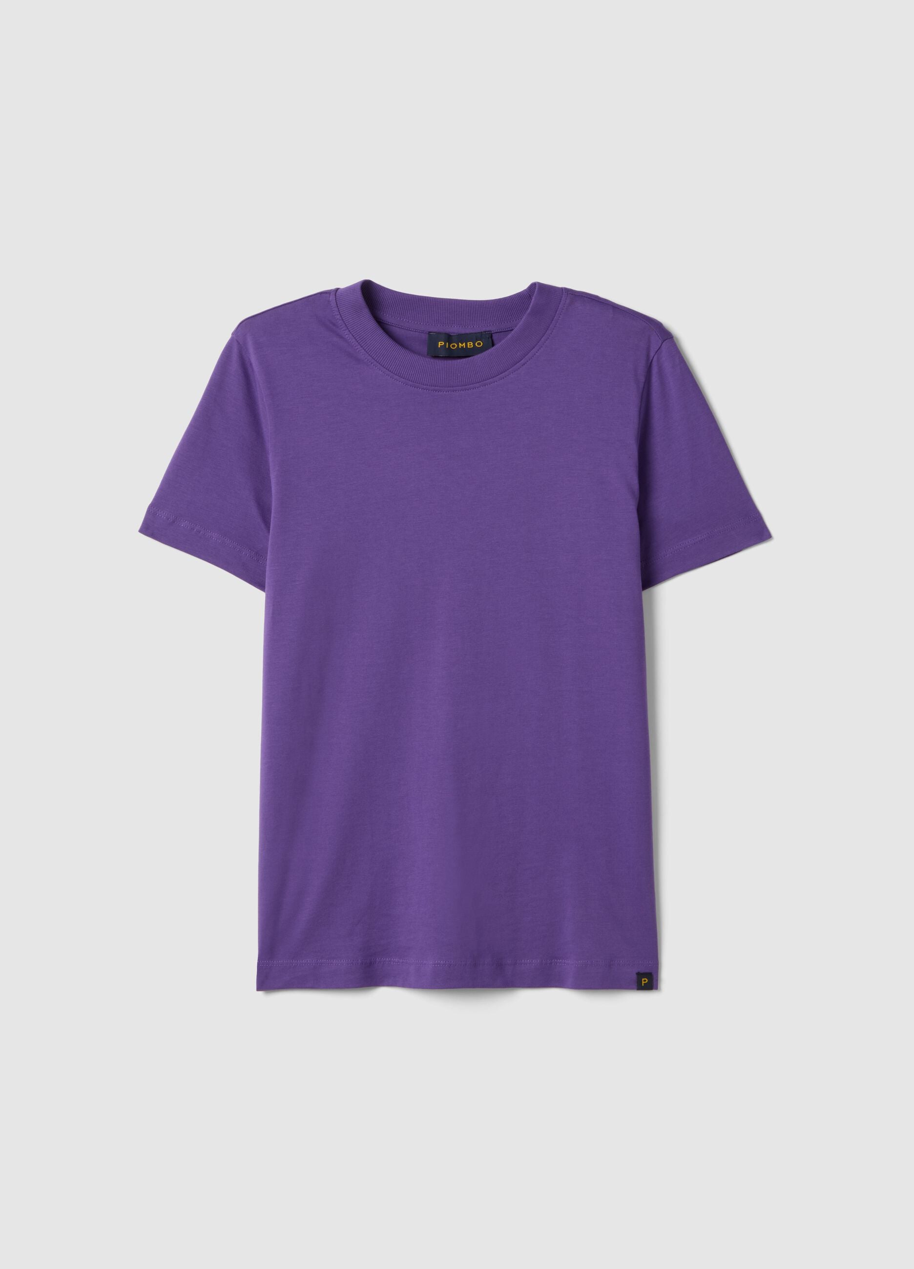 Short sleeve purple pure cotton T-shirt regular fit
