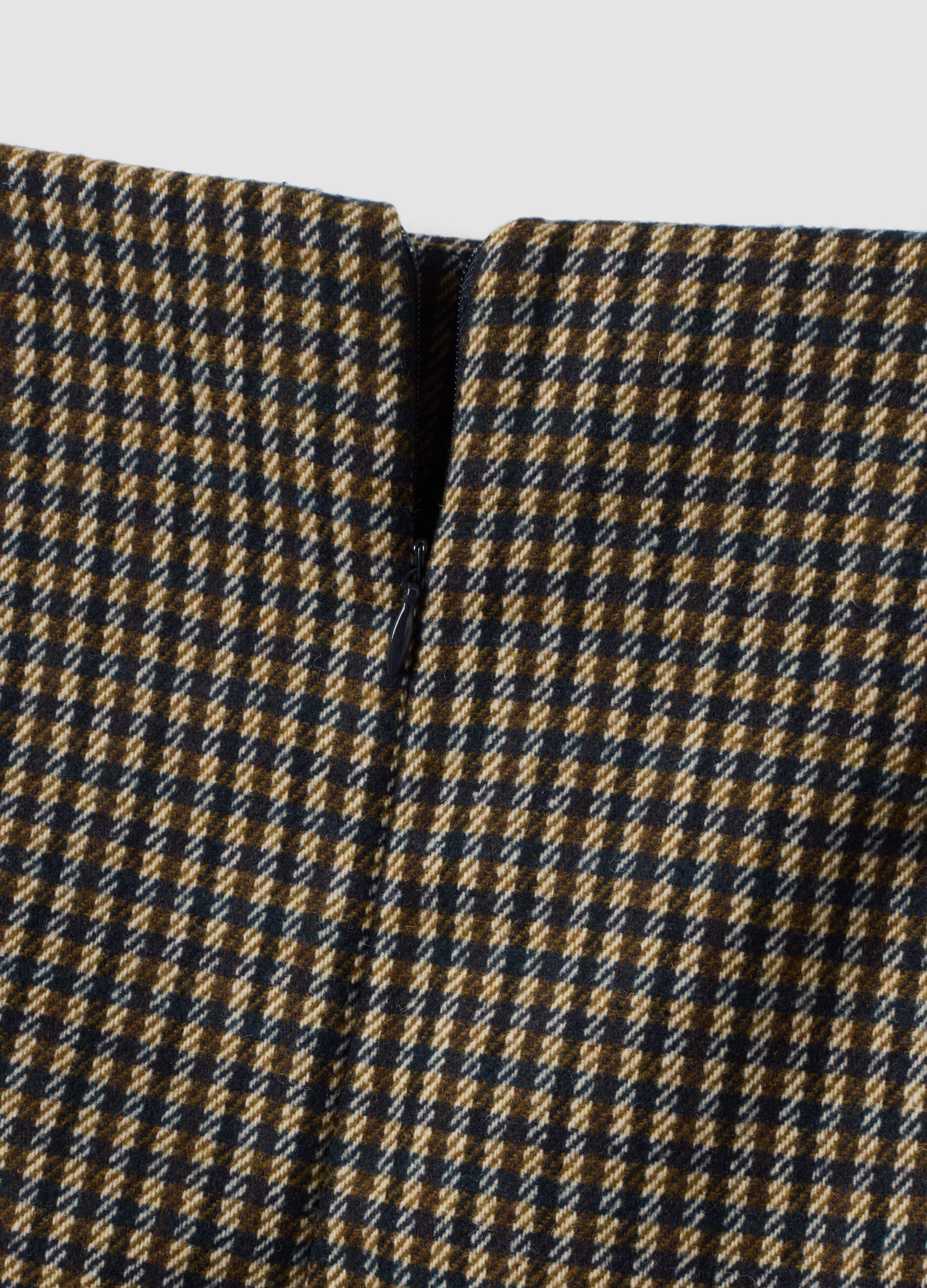 Multicoloured checked wool and viscose-blend skirt