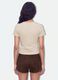 Beige cropped pure cotton crew-neck T-shirt with print_2