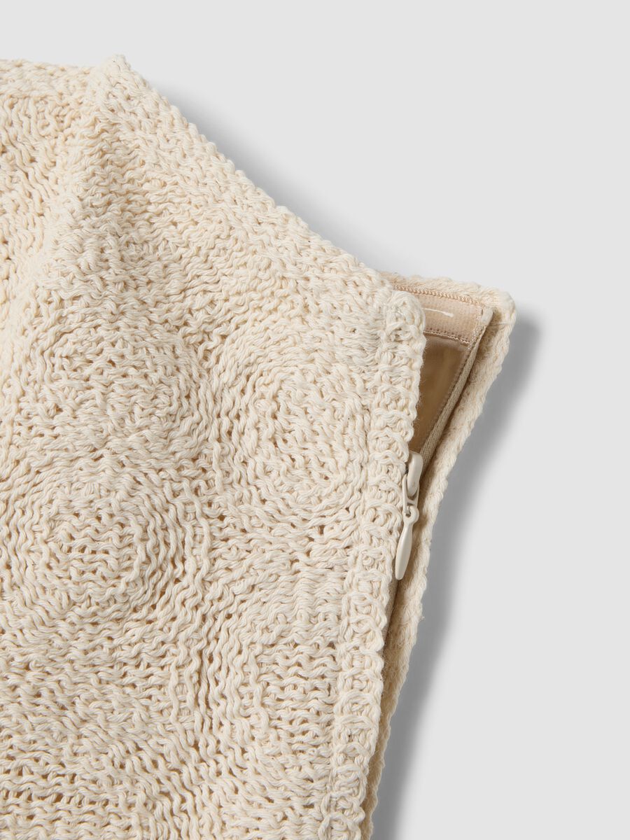 Top beige senza spalline in misto cotone lavorato regular fit_5