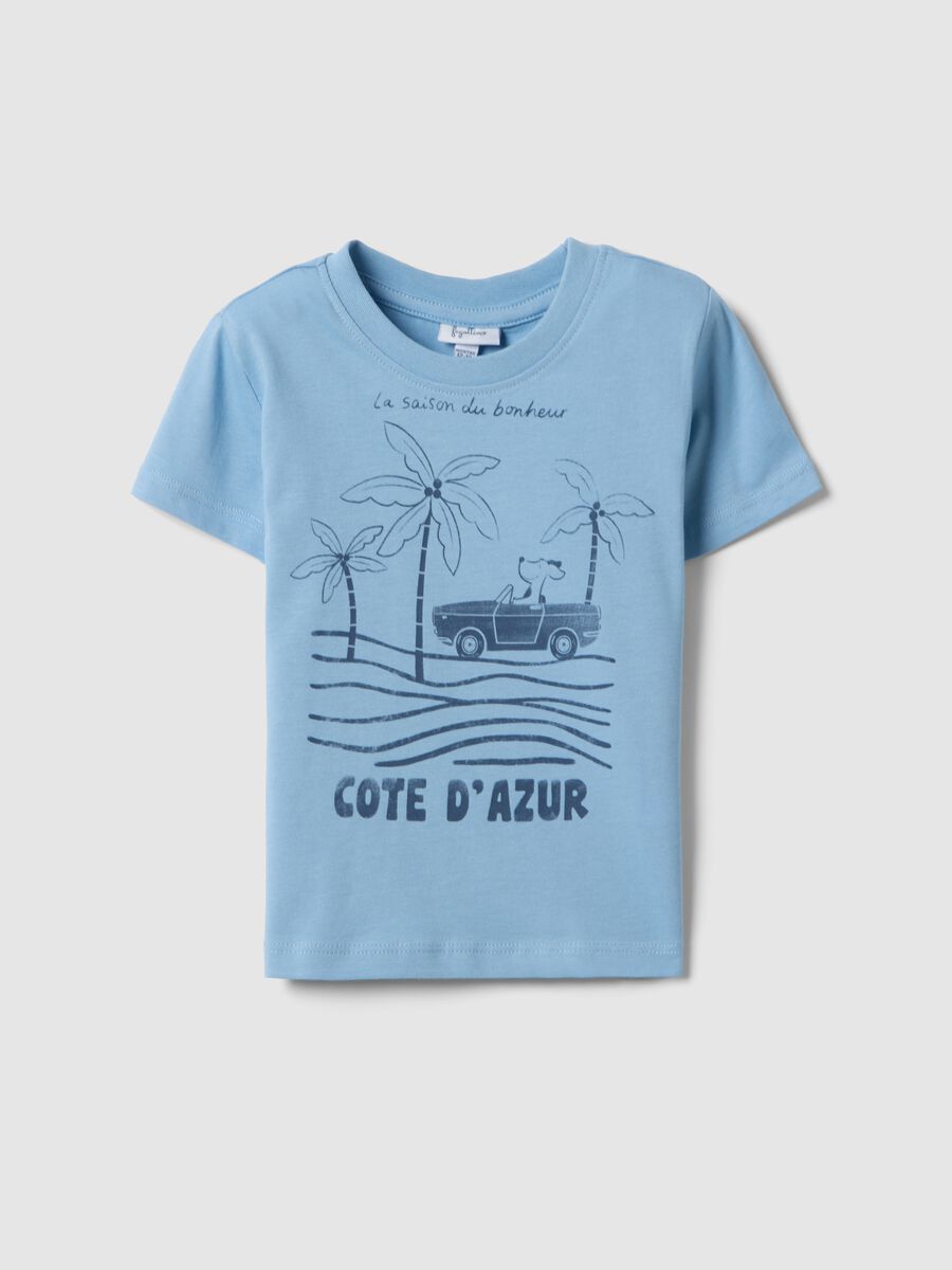 Blue pure cotton kids' T-shirt regular fit with print_0