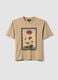 Beige pure cotton T-shirt with floral print_4