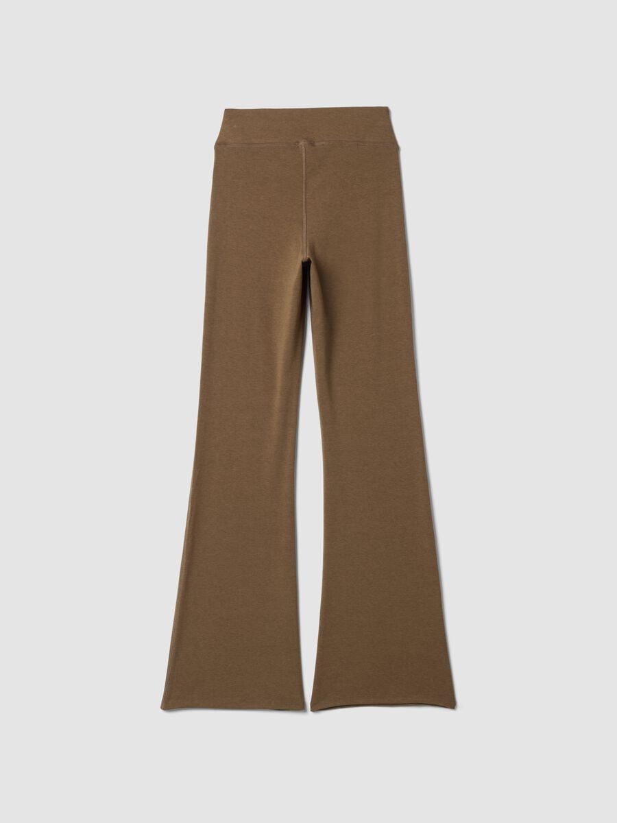 Brown flared viscose stretch jersey leggings_7